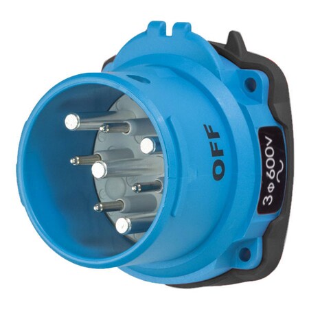 Meltric Pin & Sleeve Inlet, 60 A, 600V AC, Three Phase, 3 Pole, Screw Terminals Wire Connection Type Blue 63-68143-974